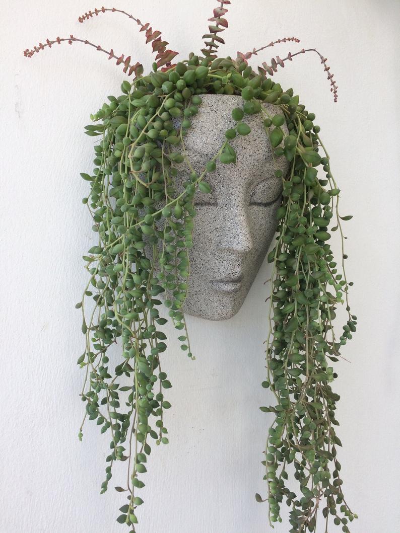 Wall Planter Ideas - HeadPlanters are a fun wall planter that allows you to create an instant personality for the sculptural face by adding succulents or cacti. #WallPlanter #WallPlanterIdeas #HomeDecor #DecorIdeas #WallArt #ModernWallArt