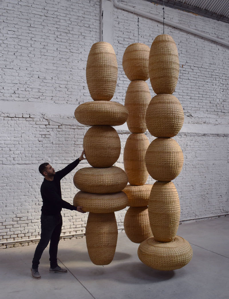 Argentinian artist and designer Cristián Mohaded, has created 'Floating Towers', a group of hanging woven sculptures. #Sculpture #Art #WovenSculpture #Design