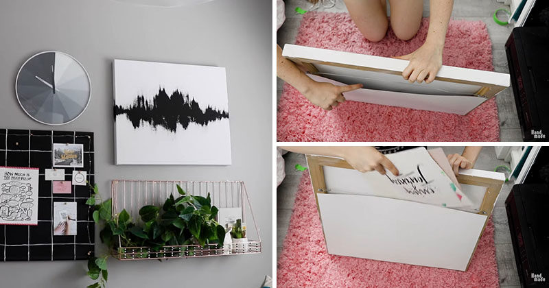 Storage Ideas - Create a hidden storage pocket behind an art frame, by attaching a pocket made from poster board. #StorageIdeas #HiddenStorage #StorageBehindArt #Storage