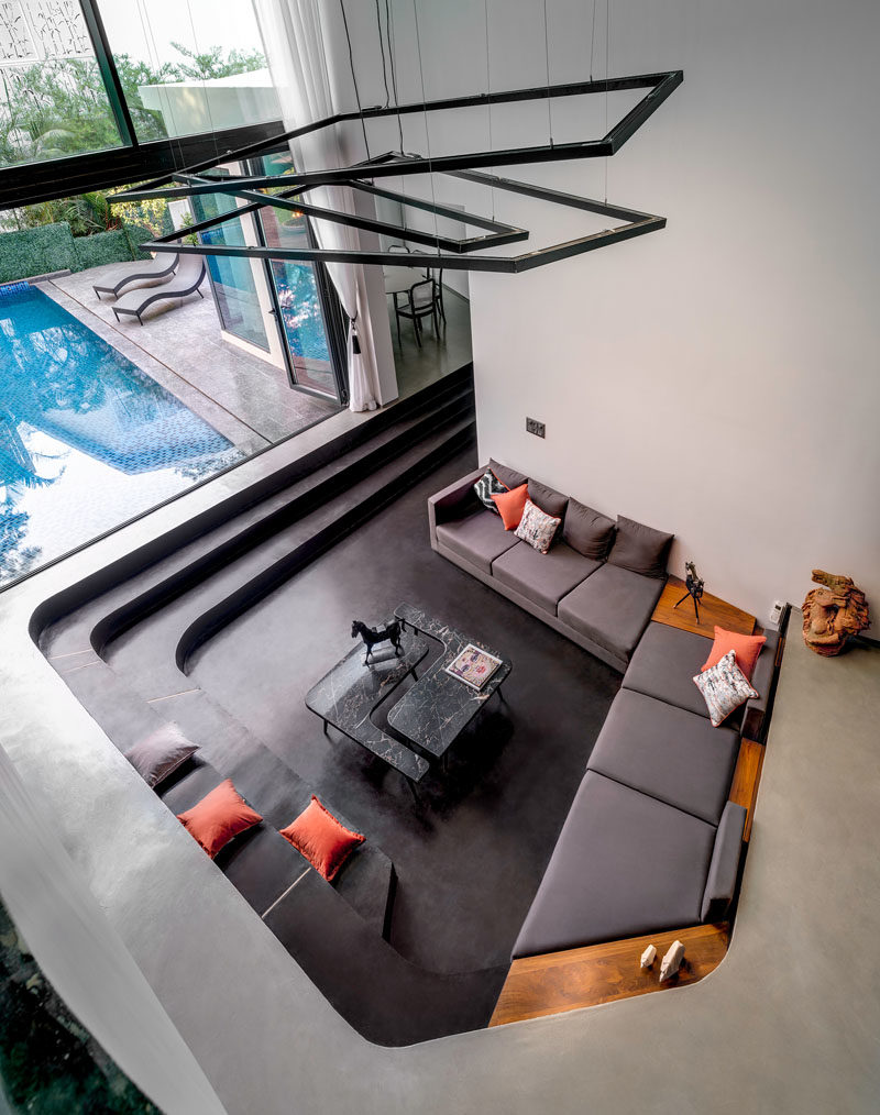 Sunken Living Room Sits By The Pool