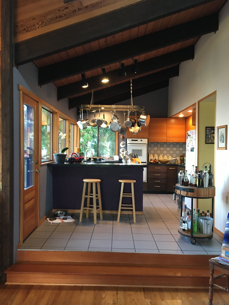 Kitchen Renovation (before pic) - Interiors by Popov were asked by their clients to transform a dark and gloomy kitchen that lacked counter space, and replace it with one that would be bright and complement the rest of the house. #KitchenRenovation #KitchenDesign