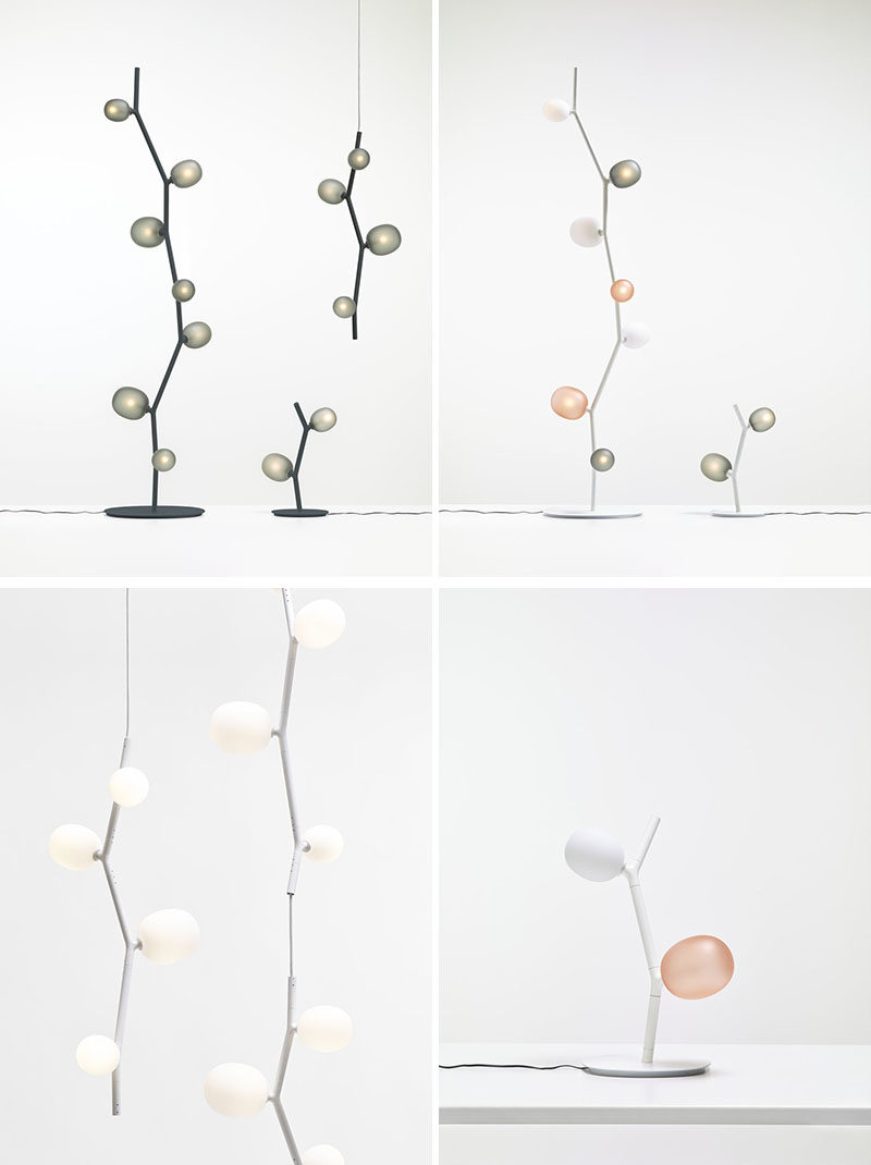 Product and furniture designer Lucie Koldova, has created the IVY collection, that includes a variety of modern lights that draw inspiration from the plant with the same name. #Lighting #LightingDesign #PendantLight #LucieKoldova #Design #Decor