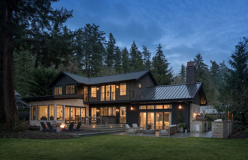 Dana Webber Design Group together with Mindy Gayer Design, has completed a new farmhouse inspired house on Bainbridge Island in Washington State. #ModernFarmhouse #FarmhouseModern #Architecture