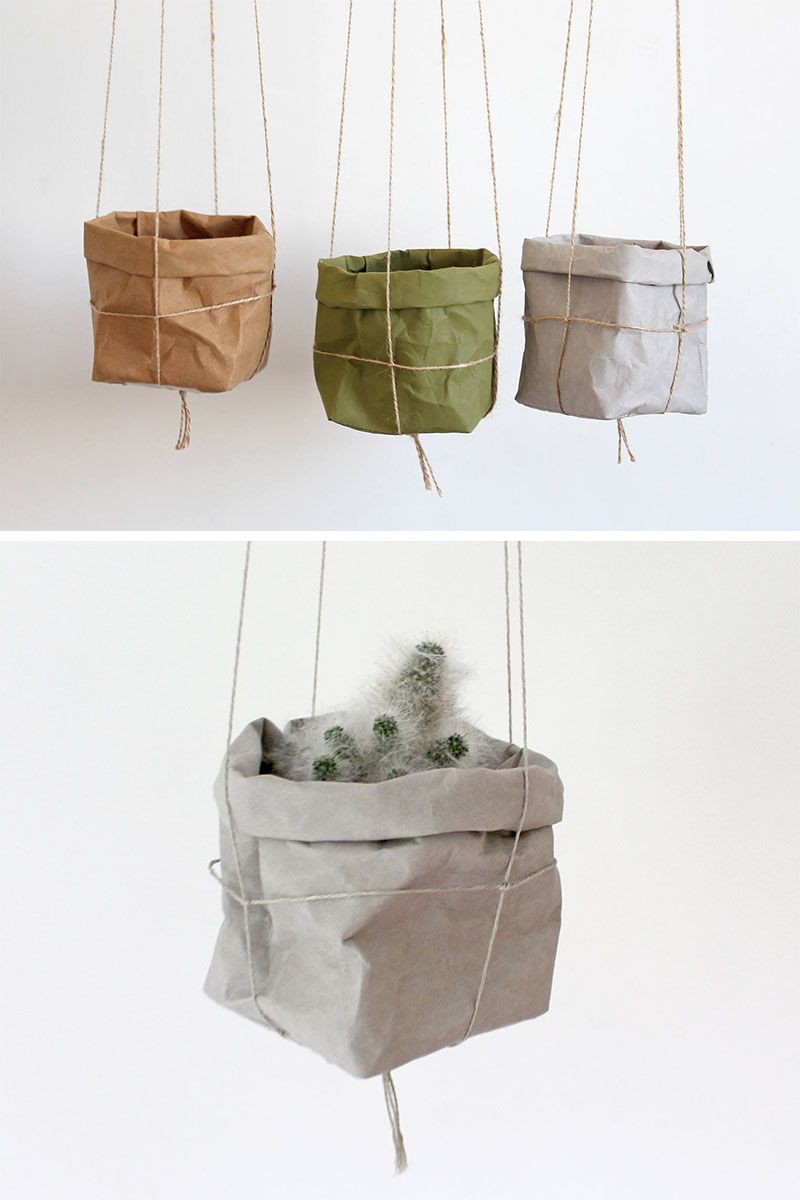 Decor Ideas Hanging Planters That Look Like Paper Bags