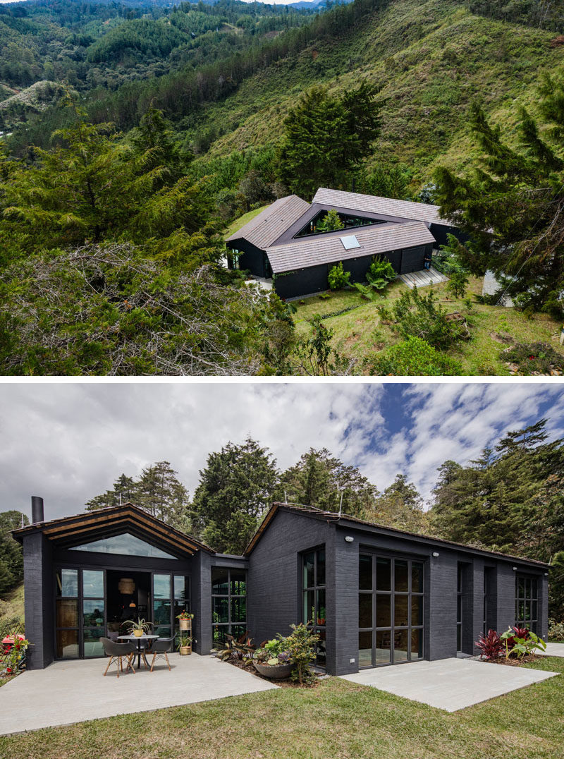 Architecture firm Estudio Transversal, has designed a modern black and triangular house in El Retiro, a town in Colombia. #TriangleHouse #ModernHouse #BlackHouse