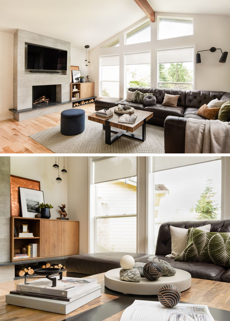 Before & After   Living Room Renovation With A Recessed TV Above A ...