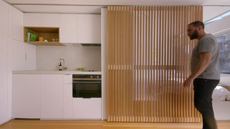 Small Apartment Ideas - Architect Brad Swartz, has designed a 258 square foot (24sqm) small apartment in Sydney, Australia. #MicroApartment #SmallApartment #ApartmentDesign #SmallLiving #TinyLiving