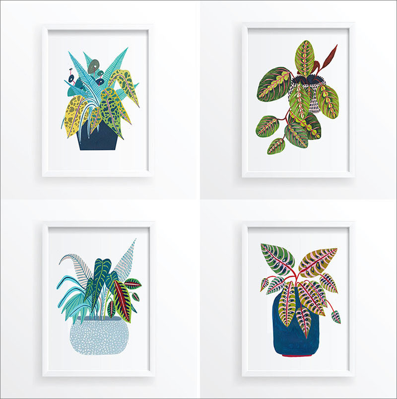 Wall Art Ideas - This collection of botanical art prints includes a variety potted plants, that add a subtle pop of color. #BotanicalWallArt #PlantWallArt #WallArtIdea #PlantArt #HomeDecor #WallDecor