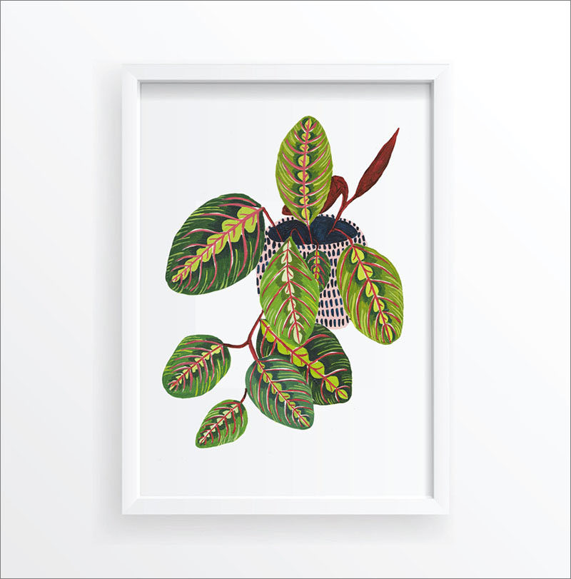 Wall Art Ideas - This botanical art print includes a simple potted plant that adds a subtle pop of color to your wall. #BotanicalWallArt #PlantWallArt #WallArtIdea #PlantArt #HomeDecor #WallDecor