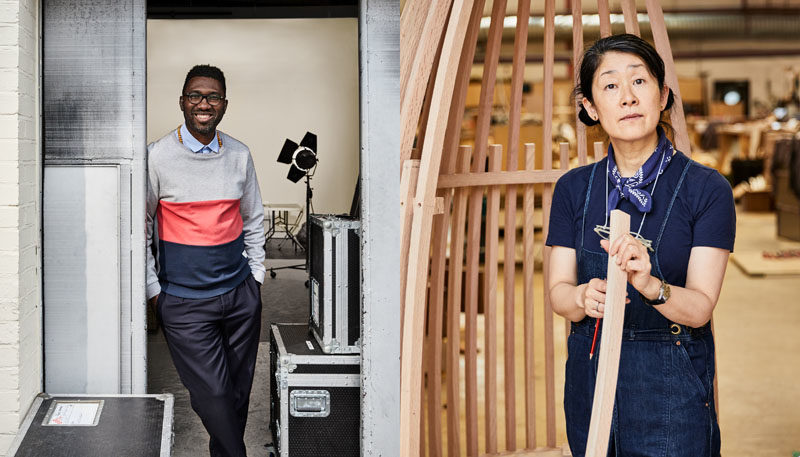 This modern boat-shaped garden seat designed by Tomoko Azumi for Kwame Kwei-Armah CBE, Artistic Director of The Young Vic., has been made of steam-bent American red oak, with timber rods of different lengths, creating a structure that is lighter but also provides privacy. #Design #FurnitureDesign #GardenSeat #Seating