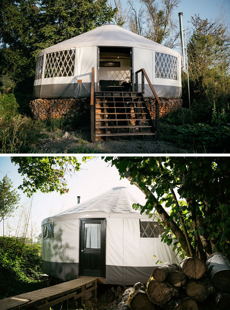 Zach Both and Nicole Lopez of Do It Yurtself, have designed and built a modern yurt for themselves as a DIY project, that's located just outside Portland, Oregon. #ModernYurt #Yurt #Architecture #SmallHouse #SmallLiving