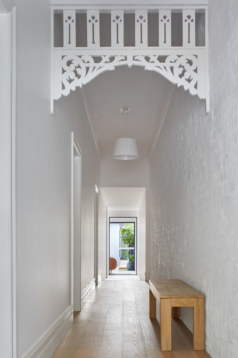 Stepping inside this home, the while hallway, with some original features, leads from the front of the house to the rear, where the extension is located. #Hallway #InteriorDesign