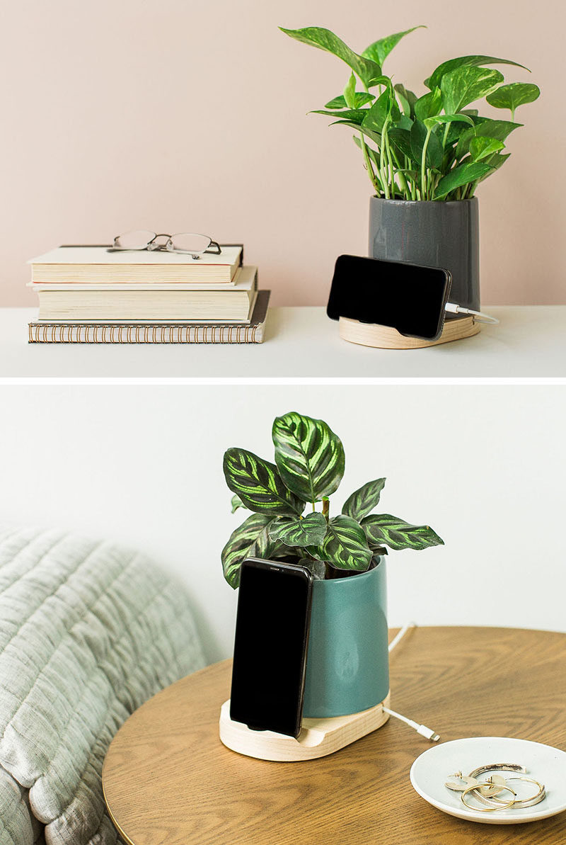 Gift Ideas - These modern phone and tablet charging docks are made from earthenware clay, and also double as vase, planter, or a holder to store your cooking utensils. #PhoneDock #TabletDock #HomeDecorIdeas #DecorIdeas #GiftIdeas #ChargingDock