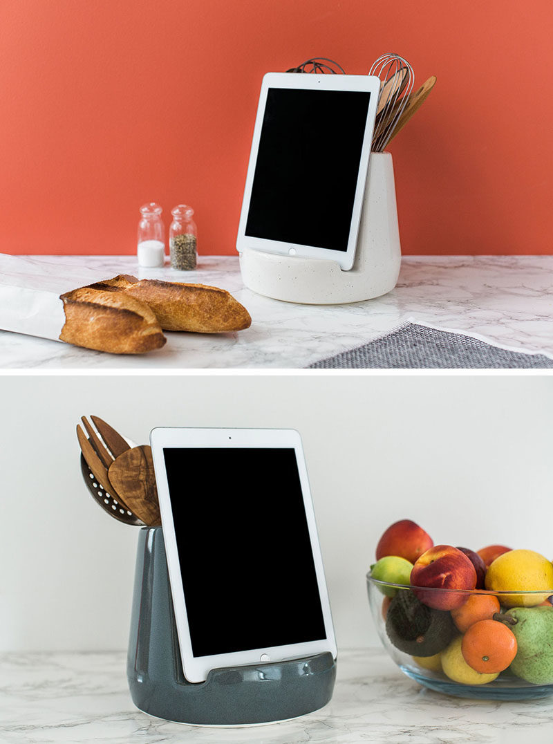 Gift Ideas - These modern phone and tablet charging docks are made from earthenware clay, and also double as vase, planter, or a holder to store your cooking utensils. #PhoneDock #TabletDock #HomeDecorIdeas #DecorIdeas #GiftIdeas #ChargingDock