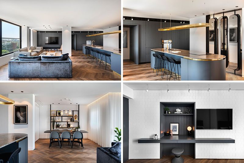 Interior design firm Aviram – Kushmirski, has recently completed an apartment in Tel Aviv, that uses natural materials and open spaces to create a modern appearance. #ModernApartment #ApartmentDesign #InteriorDesign #ModernInterior