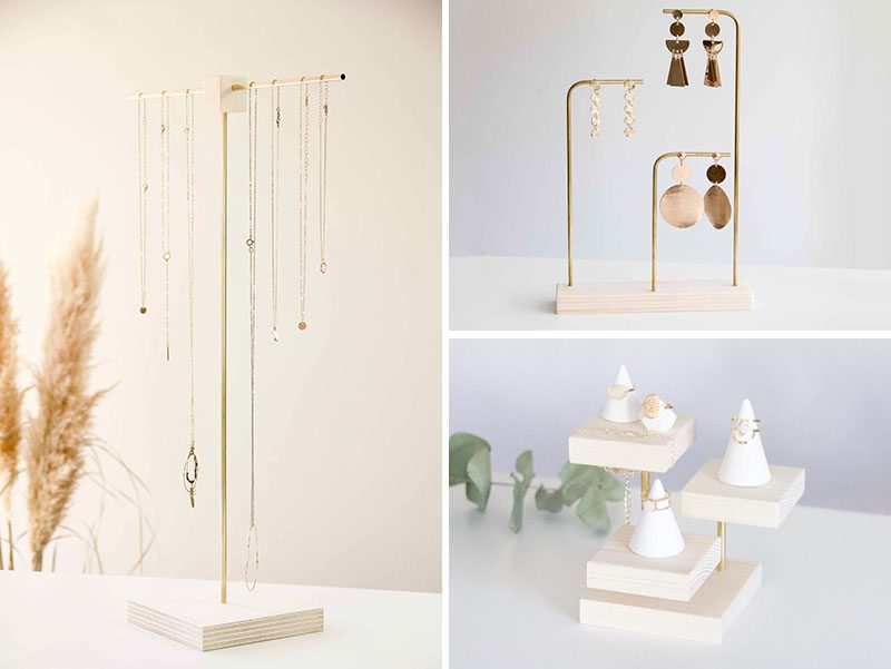 Gift Ideas - MAKK Design have created a collection of modern jewelry holders that have a minimalist appearance, and can hold earrings and necklaces. #GiftIdeas #StorageIdeas #JewelryHolder #NecklaceHolder #EarringHolder #JewelryDisplayStand #JewelryStand