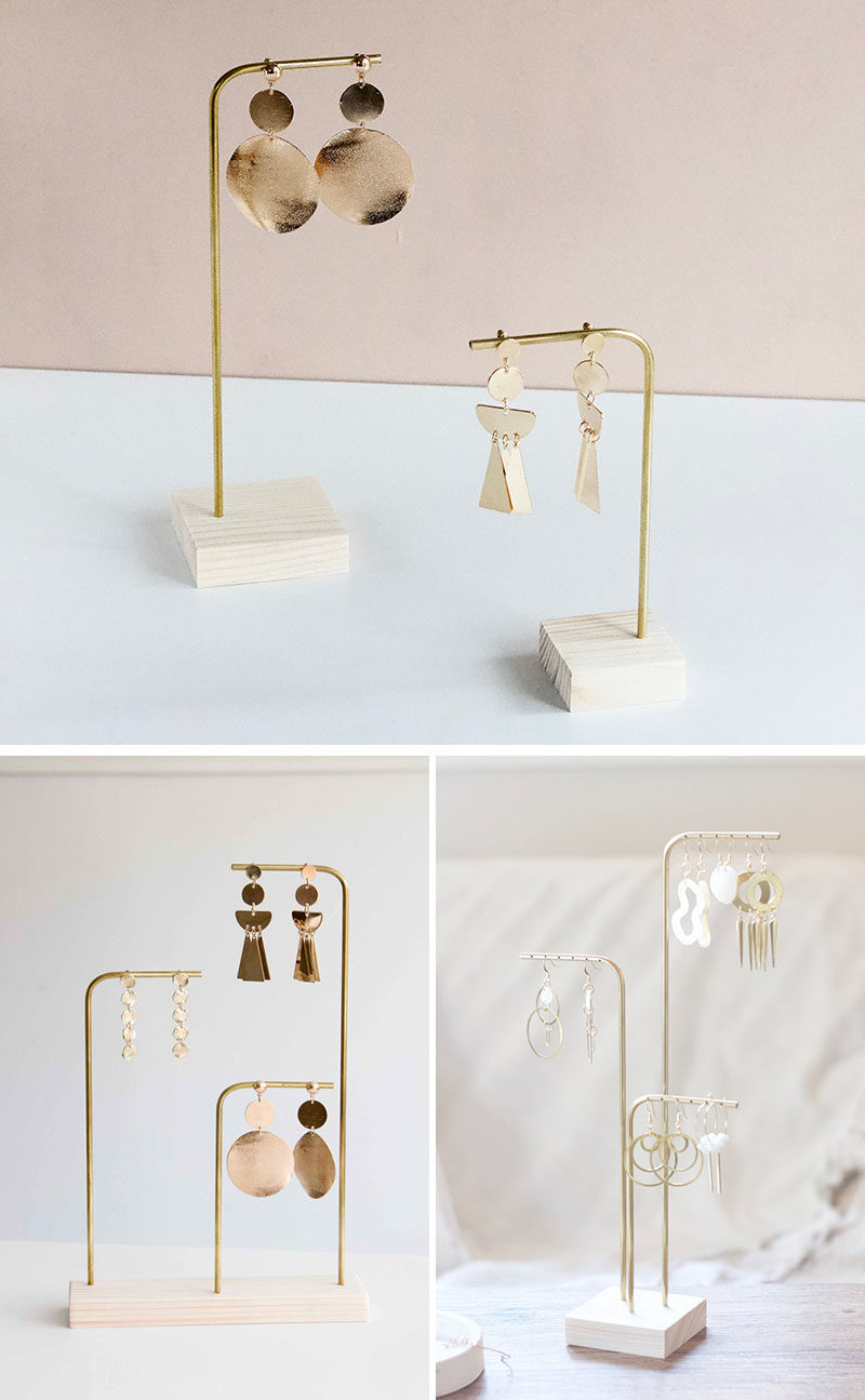 Gift Ideas - MAKK Design have created a collection of modern jewelry holders that have a minimalist appearance, and can hold earrings and necklaces. #GiftIdeas #StorageIdeas #JewelryHolder #NecklaceHolder #EarringHolder #JewelryDisplayStand #JewelryStand