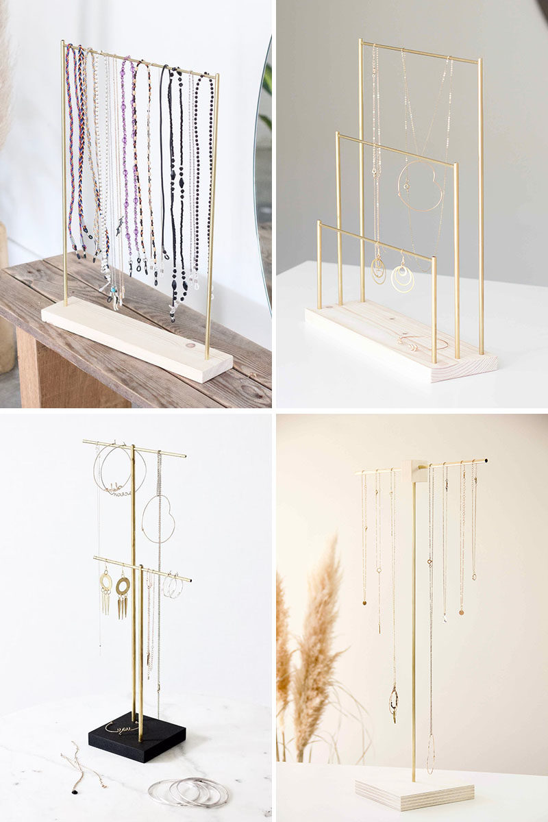 Gift Ideas - MAKK Design have created a collection of modern jewelry holders that have a minimalist appearance, and can hold earrings and necklaces. #GiftIdeas #StorageIdeas #JewelryHolder #NecklaceHolder #EarringHolder #JewelryDisplayStand #JewelryStand