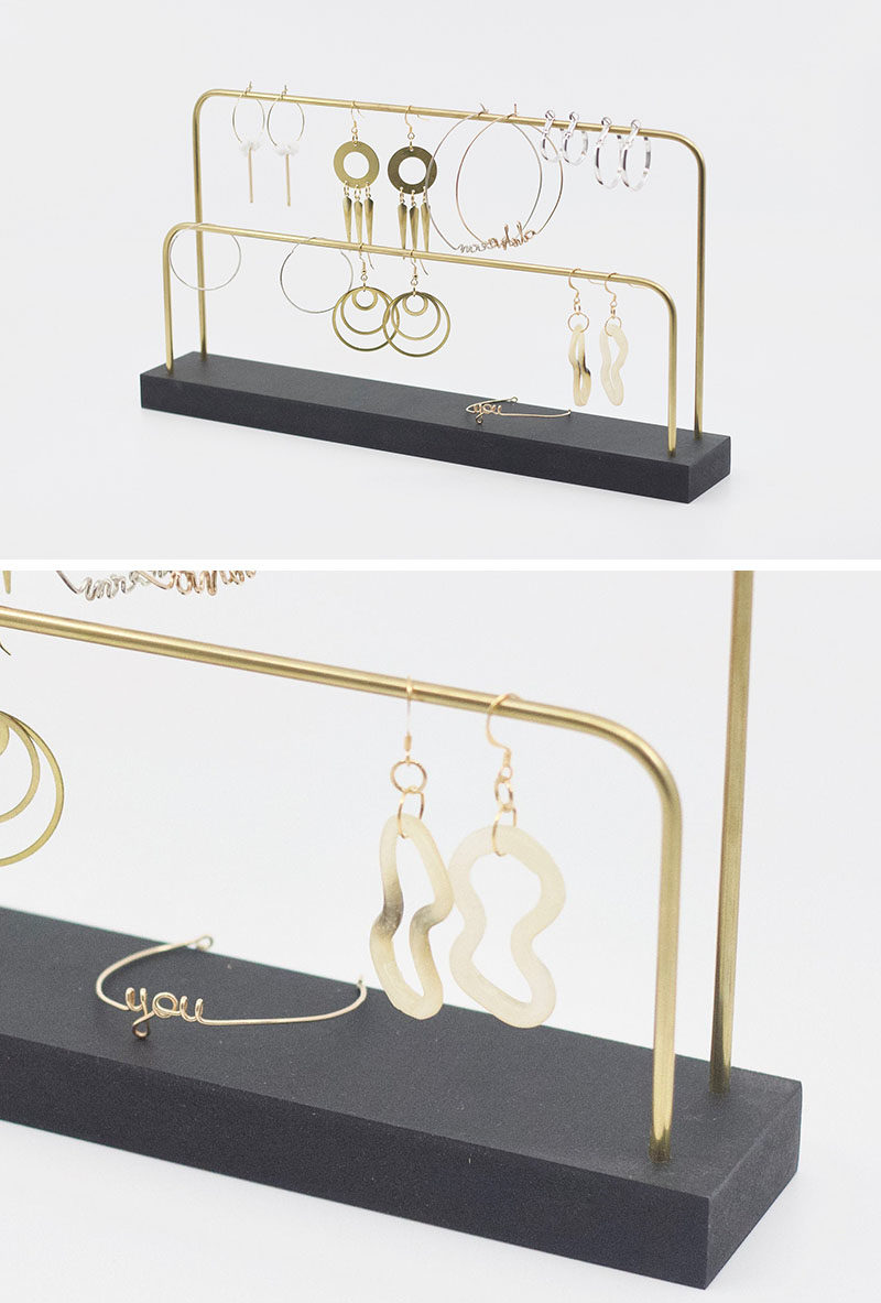 Gift Ideas - MAKK Design have created a collection of modern jewelry holders that have a minimalist appearance, and can hold earrings and necklaces. #GiftIdeas #StorageIdeas #JewelryHolder #NecklaceHolder #EarringHolder #JewelryDisplayStand #JewelryStand