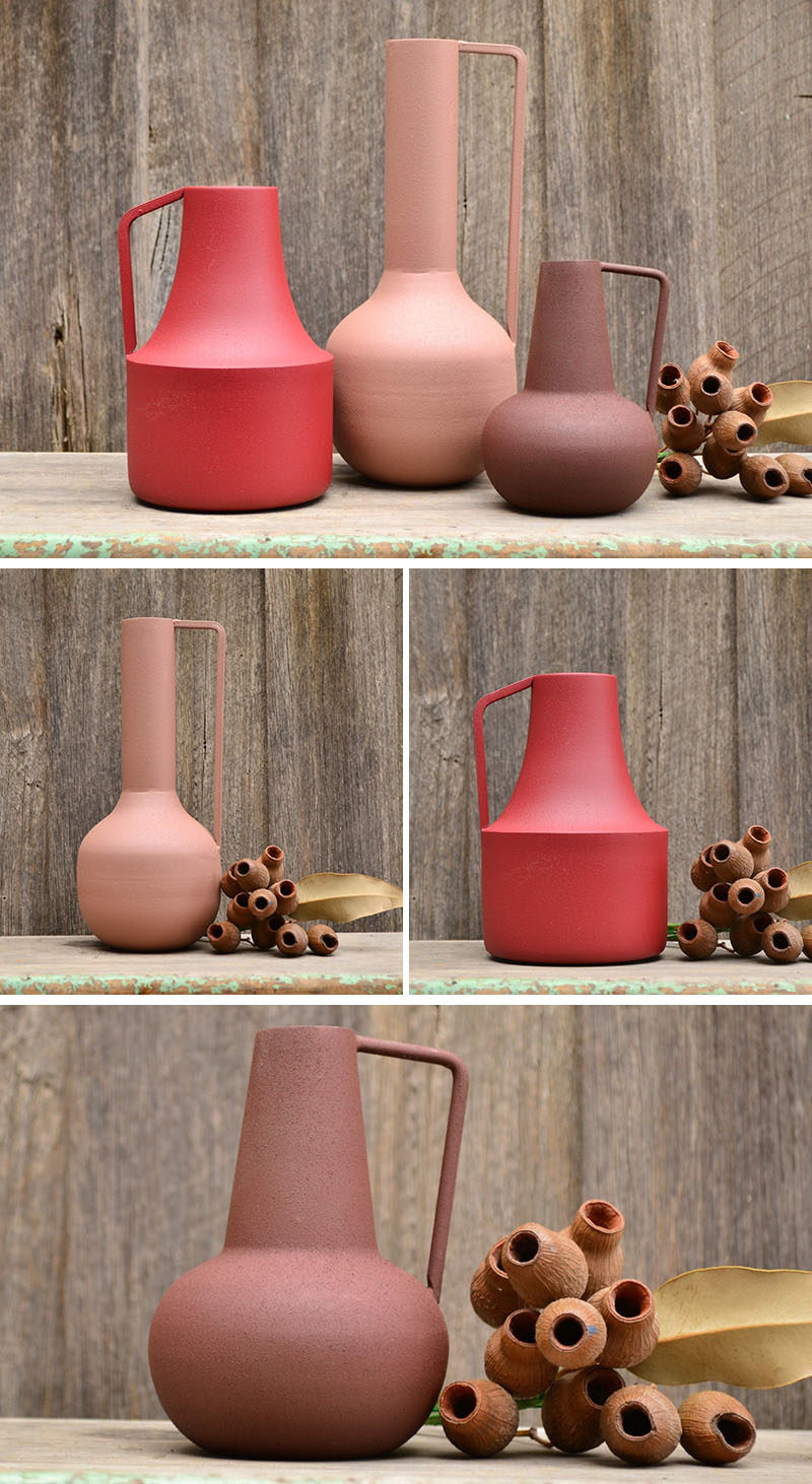 Decor Ideas - Raw Revivals has created a collection of colorful metal vases with a matte finish, that combine modern simplicity and minimalist style. #ModernVases #DecorIdeas #HomeDecor #MatteHomeDecor #ModernVases