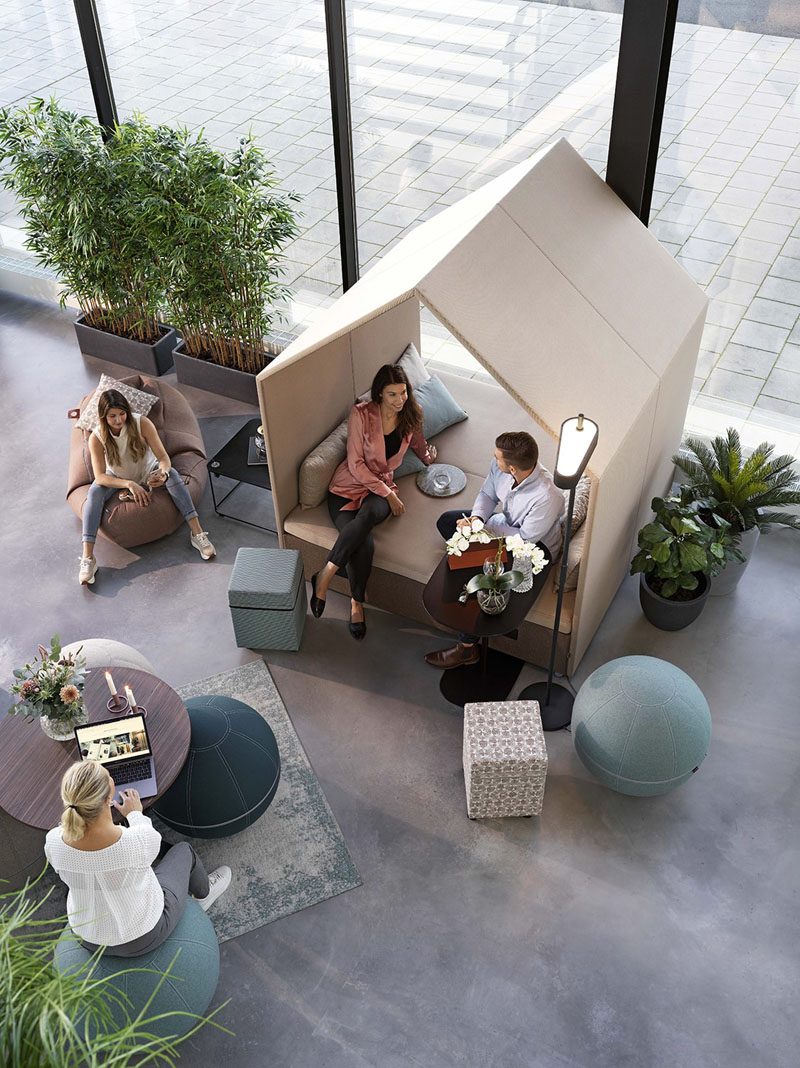 Named 'The Hut Lounge Collection', these modular furniture pieces with come together to create a seating area that can act as a meeting place   or somewhere to relax.  #OfficeFurniture #FurnitureDesign #ModernWorkplace #WorkplaceDesign #OfficeDesign