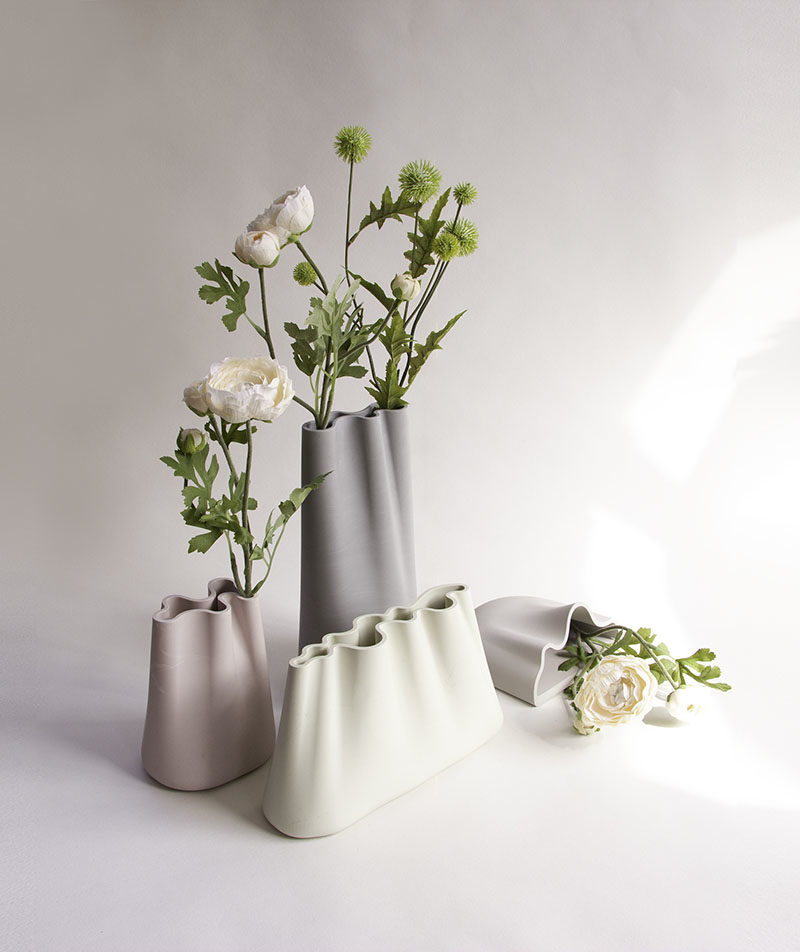 Decor Ideas - Extra&ordinary Design’s new collection, "Jumony", is inspired by ruffled fabric elements from traditional Korean garments and accessories. #ModernDecor #ModernHomeDecor #DecorIdeas #ModernVases