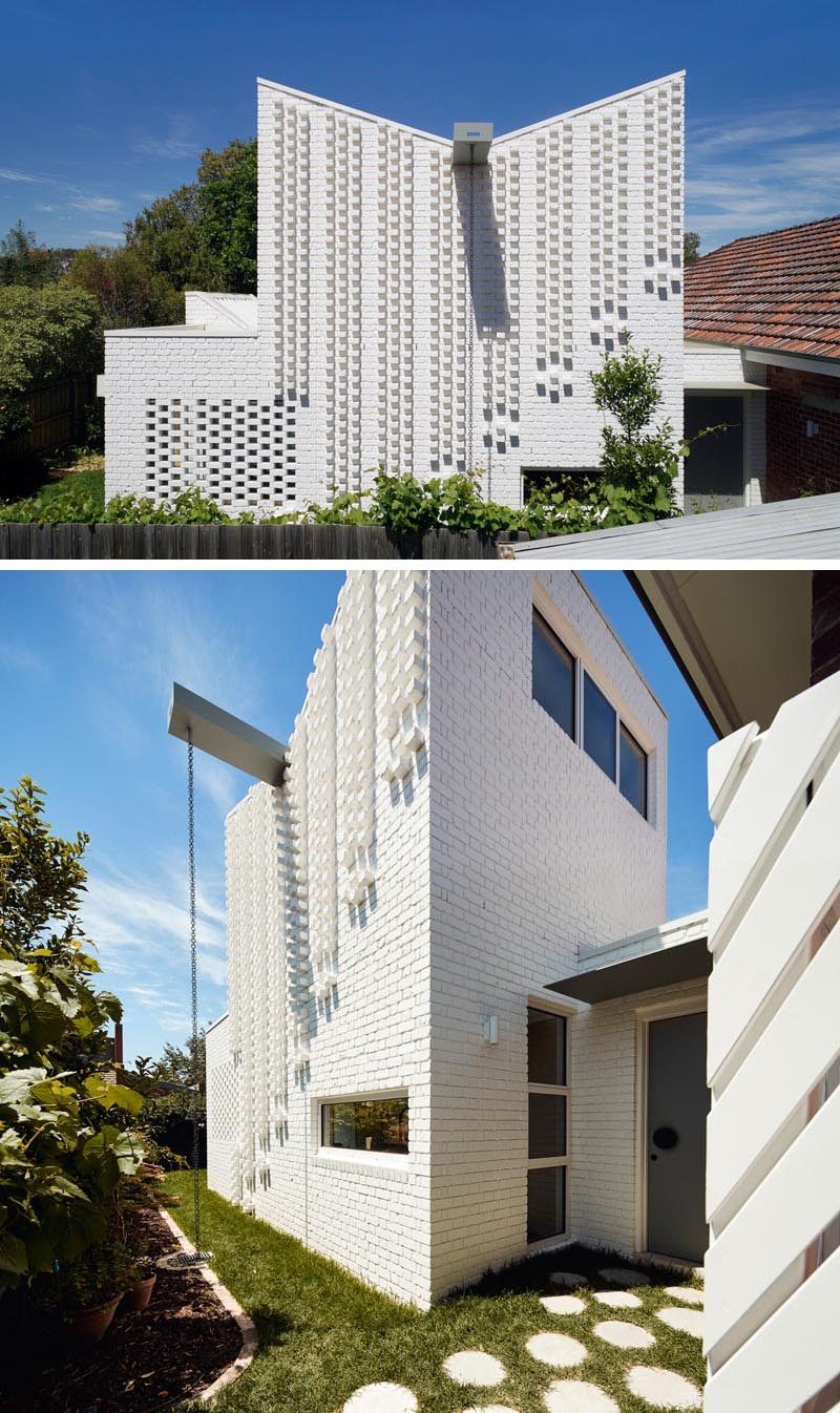 Architecture firm Atelier Red + Black, together with builder Kleev Homes, have recently completed a modern white brick extension for a house in Northcote, a suburb of Melbourne, Australia. #WhiteBrick #ModernHouse #HouseExtension