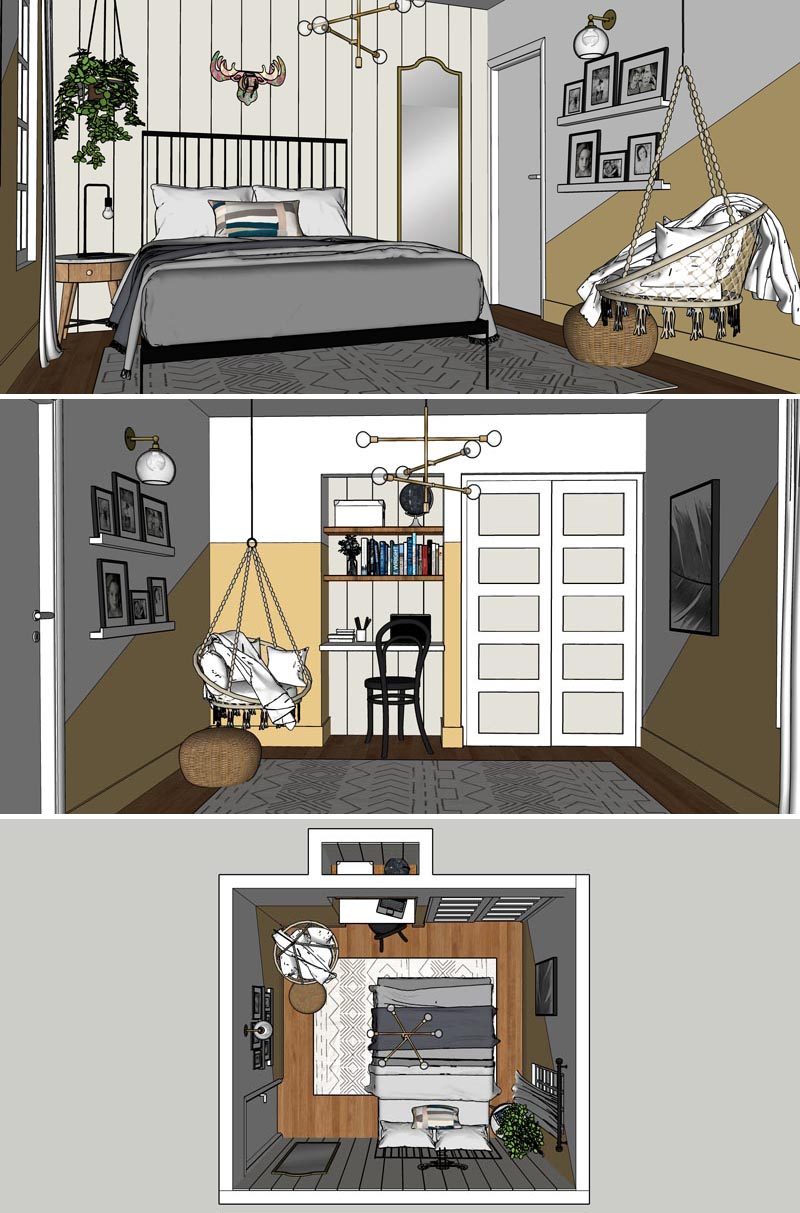 Bedroom Renovation - EFE Creative Lab were tasked with transforming a dark bedroom into a bright and modern girl's room. #BedroomDesign #ModernBedroom