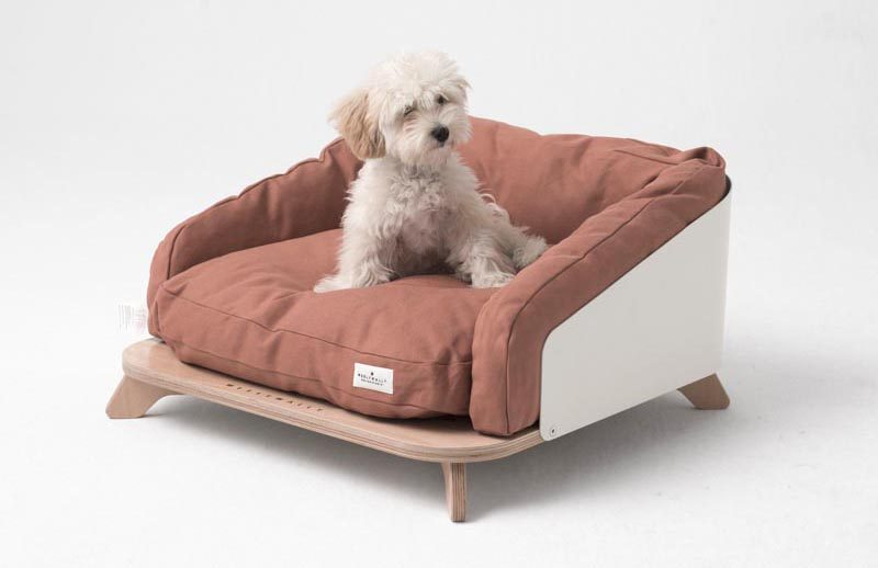 This modern dog or cat bed has a wrap around aluminum support lined by cushions, allowing your furry friend to have a sense of security and plenty of comfort. #PetBed #ModernPetBed #ModernCatBed #ModernDogBed