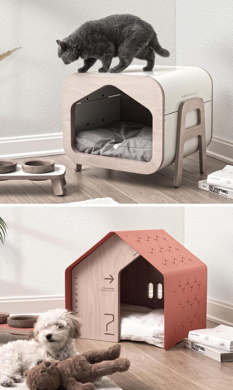 Designer Onurhan Demir of WeelyWally has created a collection of modern pet furniture that can be enjoyed by both cats and dogs. #ModernPetFurniture #ModernCatBed #ModernDogHouse