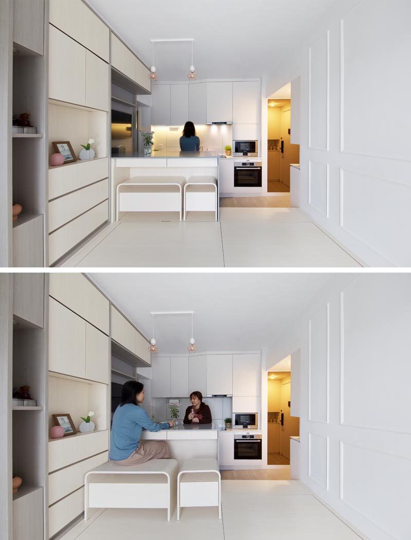 Sim-Plex Design Studio has recently completed the interior of a modern and small apartment in Hong Kong, that measures in at 492 square feet. #SmallApartment #ApartmentDesign