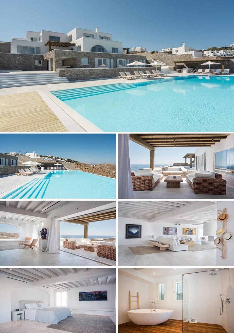 Located in the area of Agios Lazaros, Villa Bellavista is a 10-bedroom Cycladic property that exudes elegance and style with elements from traditional Greek architecture. #Mykonos #VacationIdeas #MykonosVillas