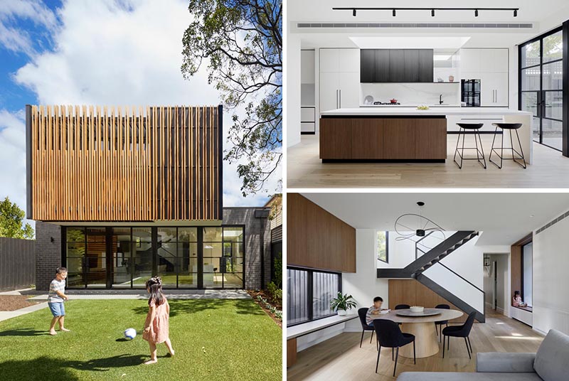 Chan Architecture has designed a modern double-height extension for a Victorian terrace house that's located in Melbourne, Australia. #ModernArchitecture #ModernHouse #DoubleHeightExtension #HouseExtension