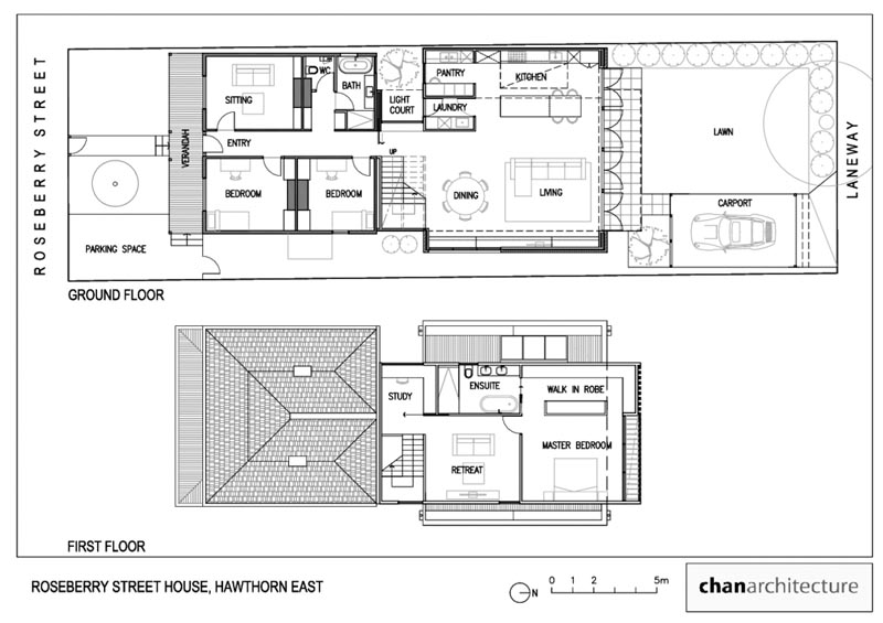 Floor Plan - Chan Architecture has designed a modern double-height extension for a Victorian terrace house that's located in Melbourne, Australia. #ModernArchitecture #HouseDesign #FloorPlan