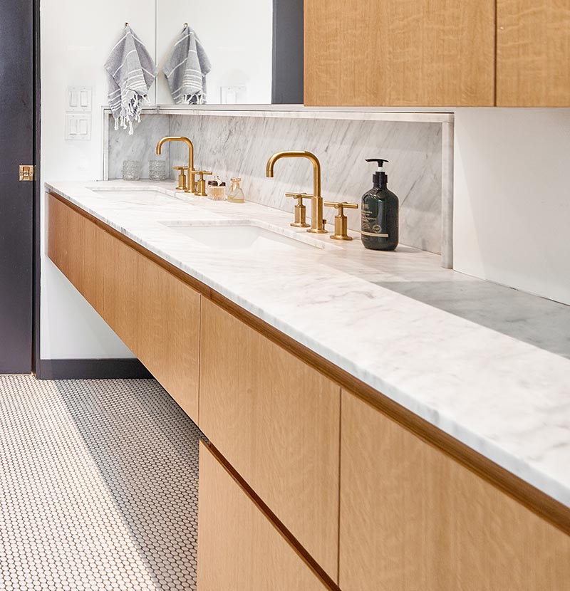 Penny Tiles And Brass Fixtures Set The Scene For This Bathroom Design