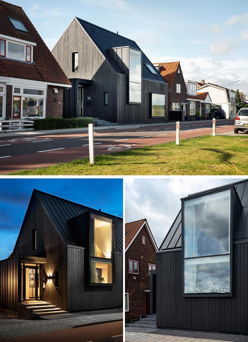 This Modern Black House In The Netherlands Has Large Windows ...