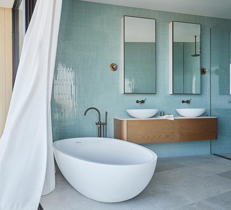 Bathroom Inspiration - A Palette Of Aqua Blue, White, Wood, And Grey