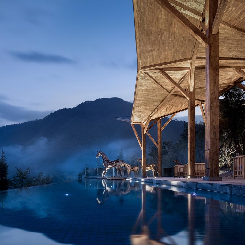 The Bo Du Resort features a pool that looks out to the mountains. #Resort #Travel #SwimmingPool