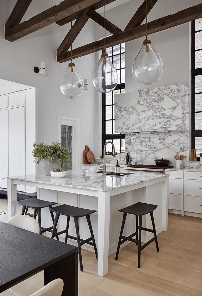 A Square Kitchen Island Includes Casual Seating In This Toronto Home