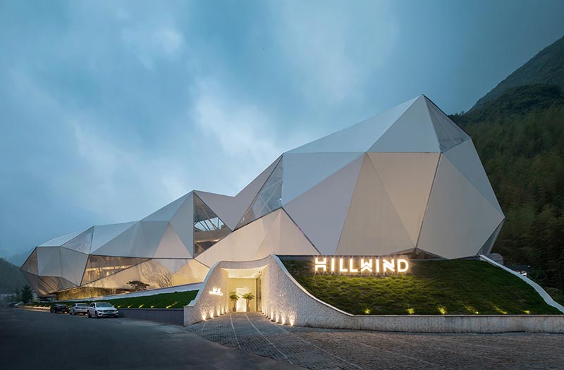 The designer of this hotel and resort extracted the image of geometric clouds from an origami concept and extended the irregular shapes to create the shape of the building.  #HotelDesign #ModernHotel #Architecture