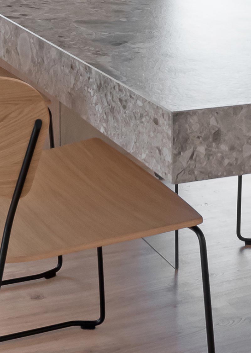 A metal substructure together with a glass plane placed underneath is responsible for maintaining the weight of the cantilevered dining table. #Cantilevered #CantileveredDiningTable #DiningTable #TableDesign