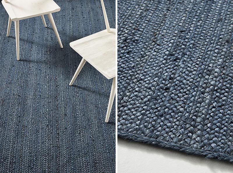 Depending on your color scheme, plain blue rugs can help tie a room together, from light blue that complements artwork, to dark blue that matches a throw pillow. #BlueRugs #PlainRug #ModernRug #BlueRug #ModernDecor