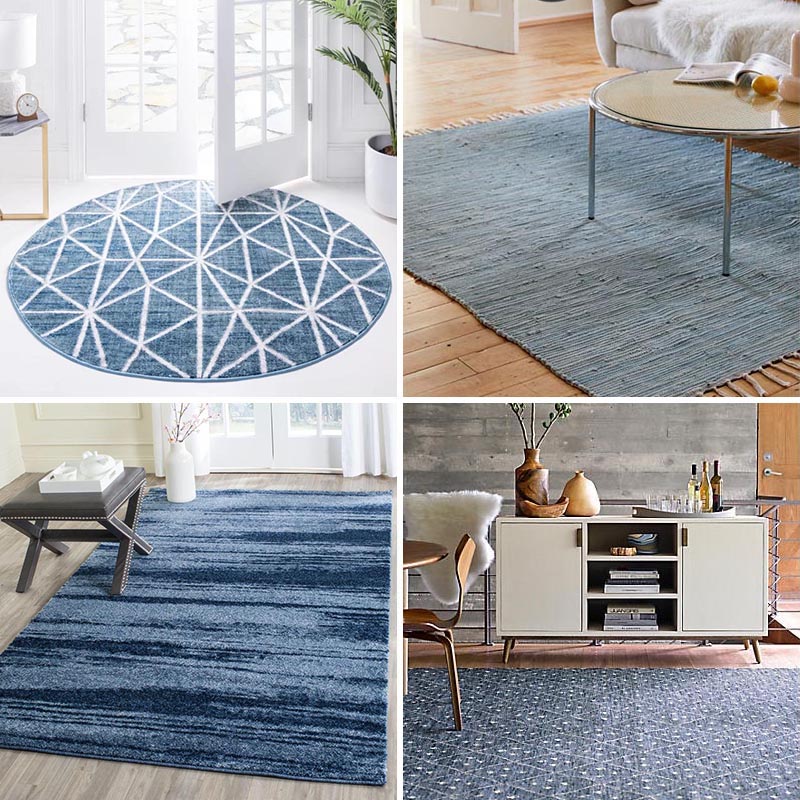 Blue Rug Ideas - We've put together a list of modern blue rugs in a variety of shapes and sizes that range from plain to patterned to textured. #BlueRugs #BlueFloorRugs #HomeDecor #FloorCovering