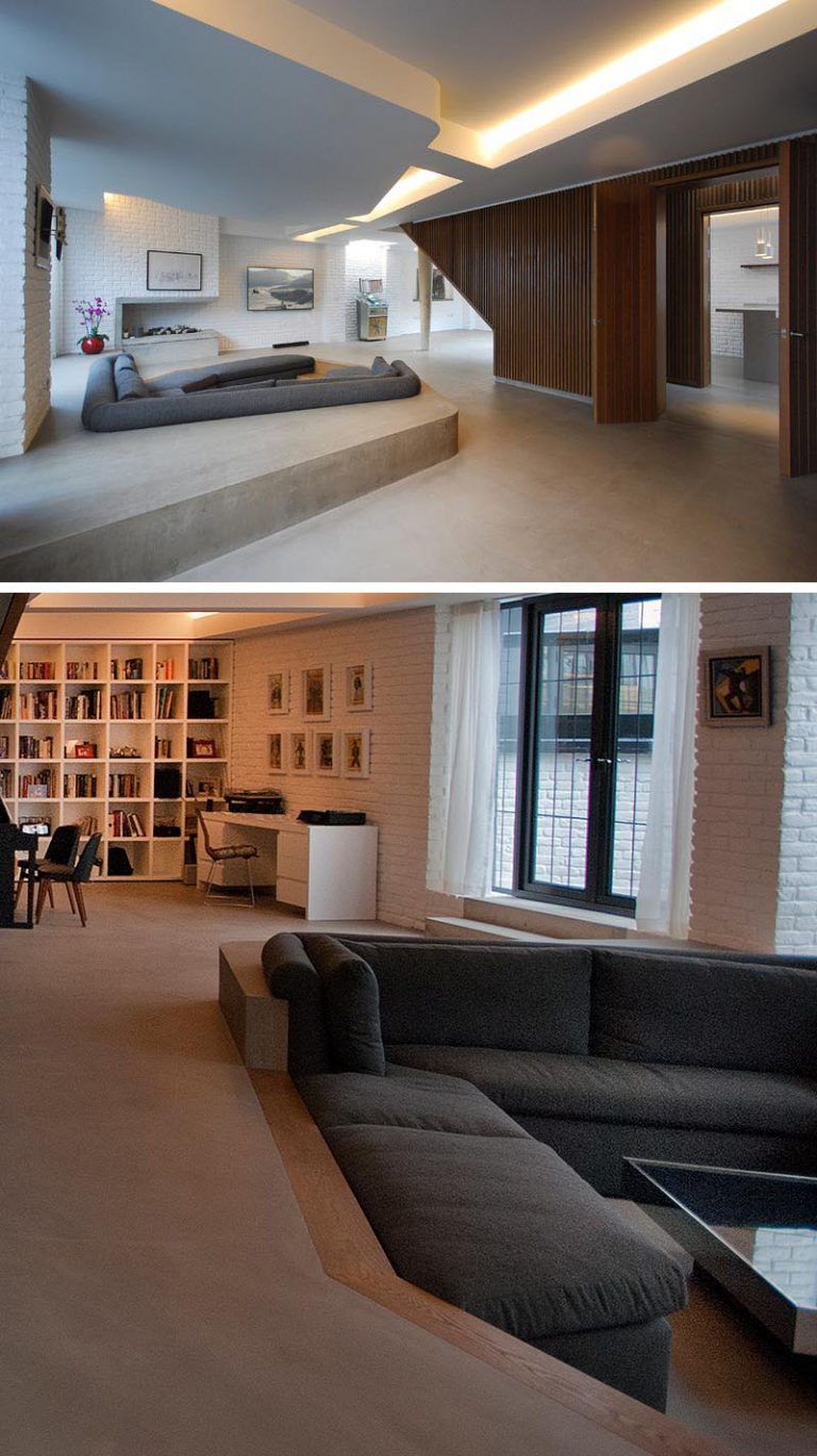 A Sunken Lounge Creates A Distinct Space In This Living Room