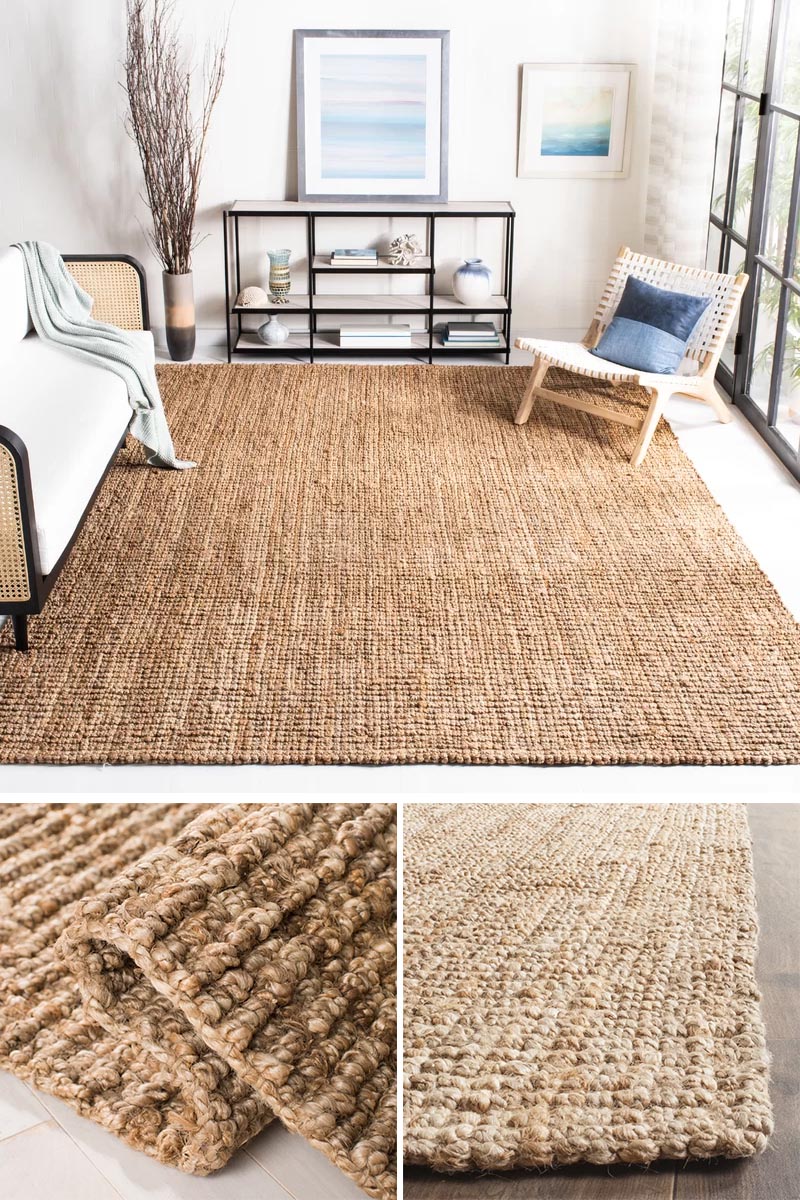 Rugs made from fibers like sisal and jute are one way to add a natural touch to a modern farmhouse interior, and are ideal for a high traffic area. #ModernFarmhouse #NaturalFiberRug #SisalRug #JuteRug #HomeDecor