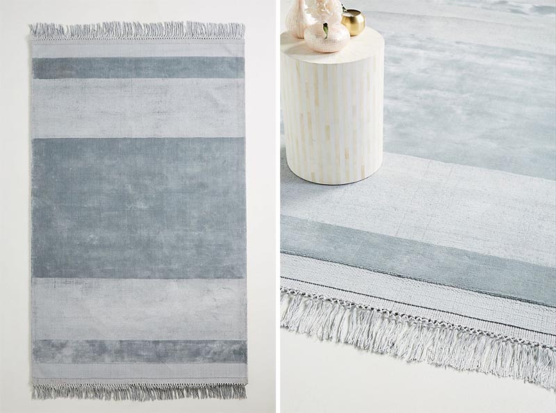 Striped rugs are an alternative for patterned rugs, however they can draw attention and help either elongate a room, or make it feel wider, depending on the orientation of the stripes. #ModernFarmhouse #ModernRug #StripedRug #HomeDecor #ModernFarmhouseRug