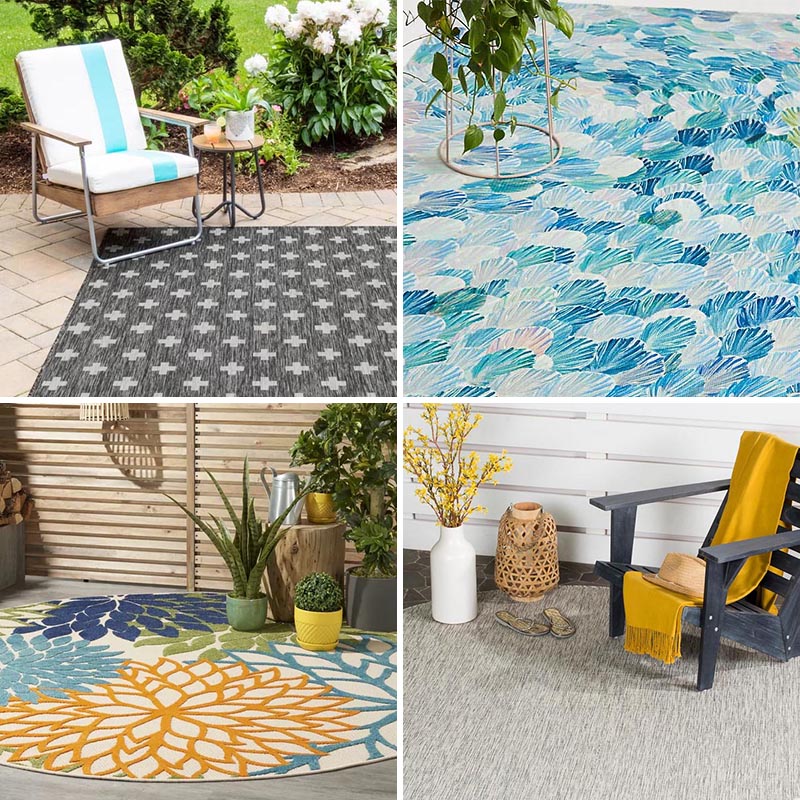 When you have a deck or patio, a modern outdoor rug is a great way to define an area, add some color, and create a soft touch underfoot.  #ModernOutdoorRug #OutdoorRugs #OutdoorDecor