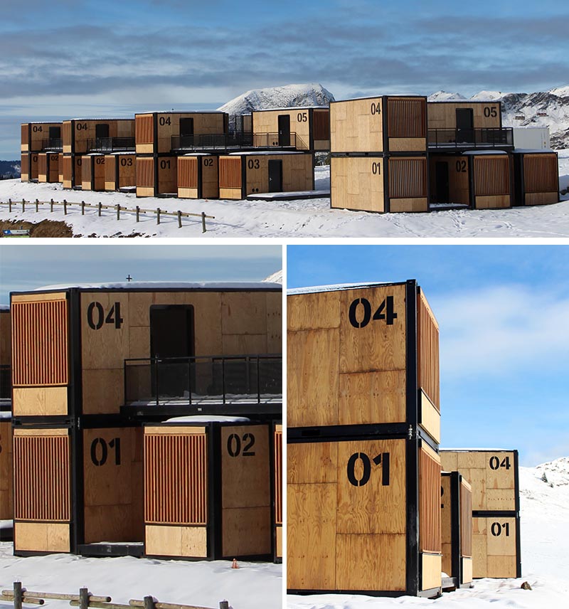 The Flying Nest, a nomadic concept hotel designed by Ora ïto for Accor, uses shipping containers to easily create hotel rooms. #ShippingContainer #ShippingContainerHotel #Travel #Architecture