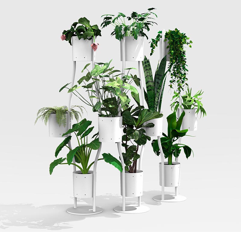 Ippolito Fleitz Group has designed a modern room divider that incorporates plant holders, creating an easy way of adding plants to a room without taking up additional space. #RoomDivider #RoomPartition #Plants #InteriorDesign #WorkplaceDesign