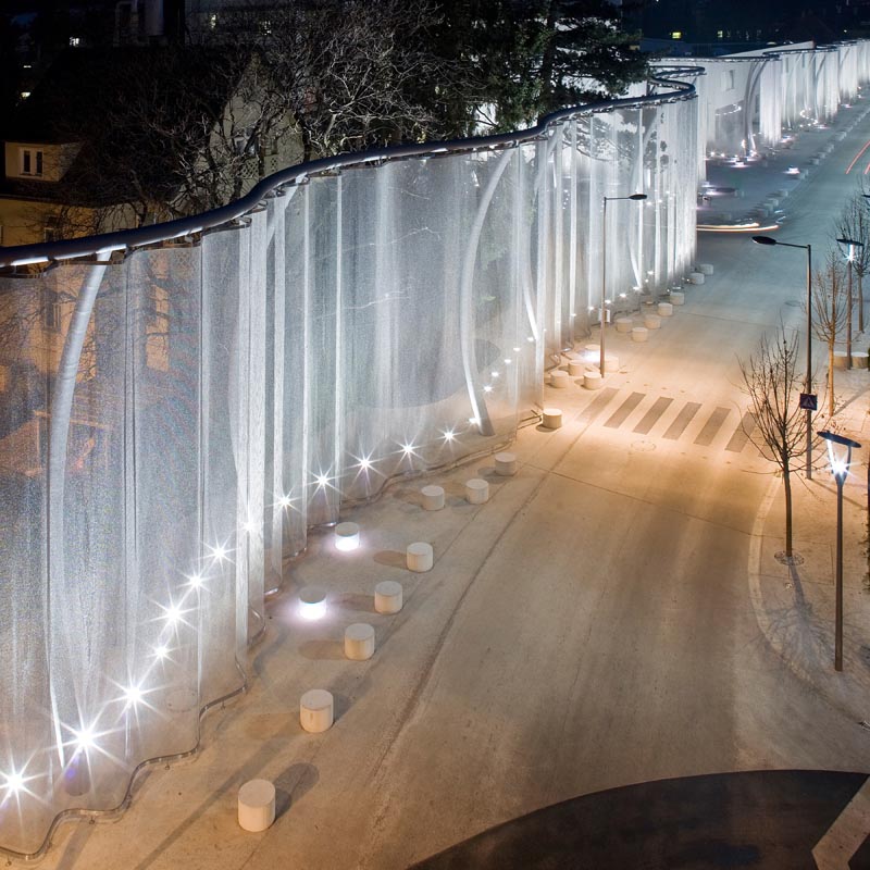 A large scale sculpture using a Swarovski veil.